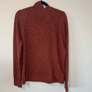 PrAna Cowl Neck Pullover Sweatshirt Rust Orange Long Sleeve Size Large